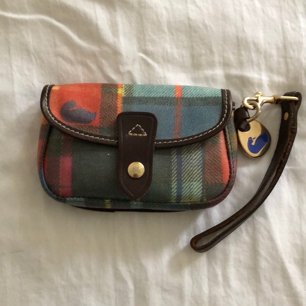 Multi Plaid Dooney and Bourke wristlet